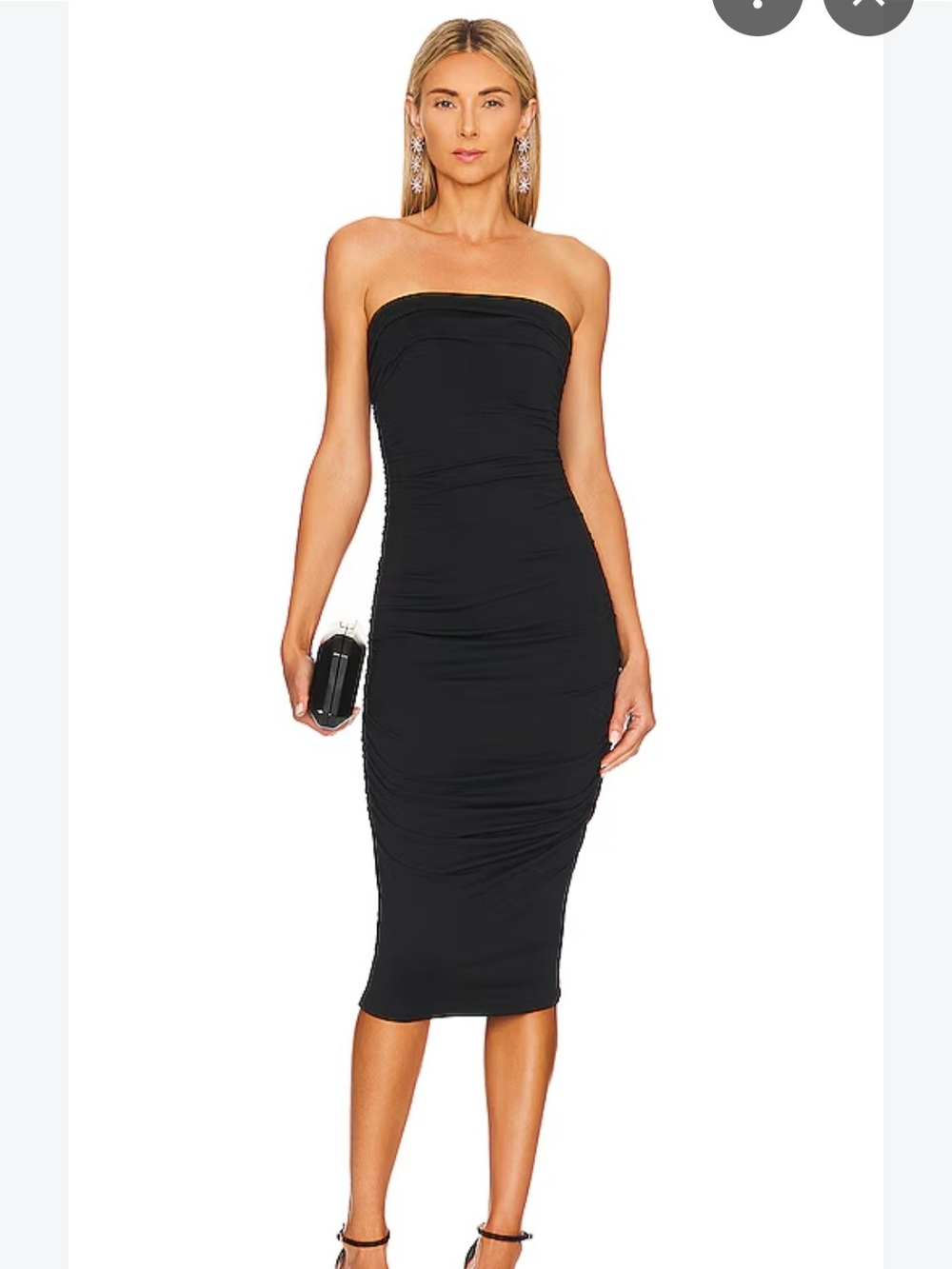 Susanna Monaco Black Strapless Ruched Glove Dress